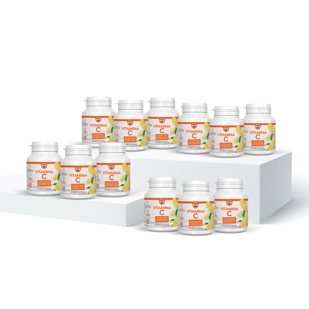Kit Máximo 12 Frascos Vitamina C 1000mg TopTherm