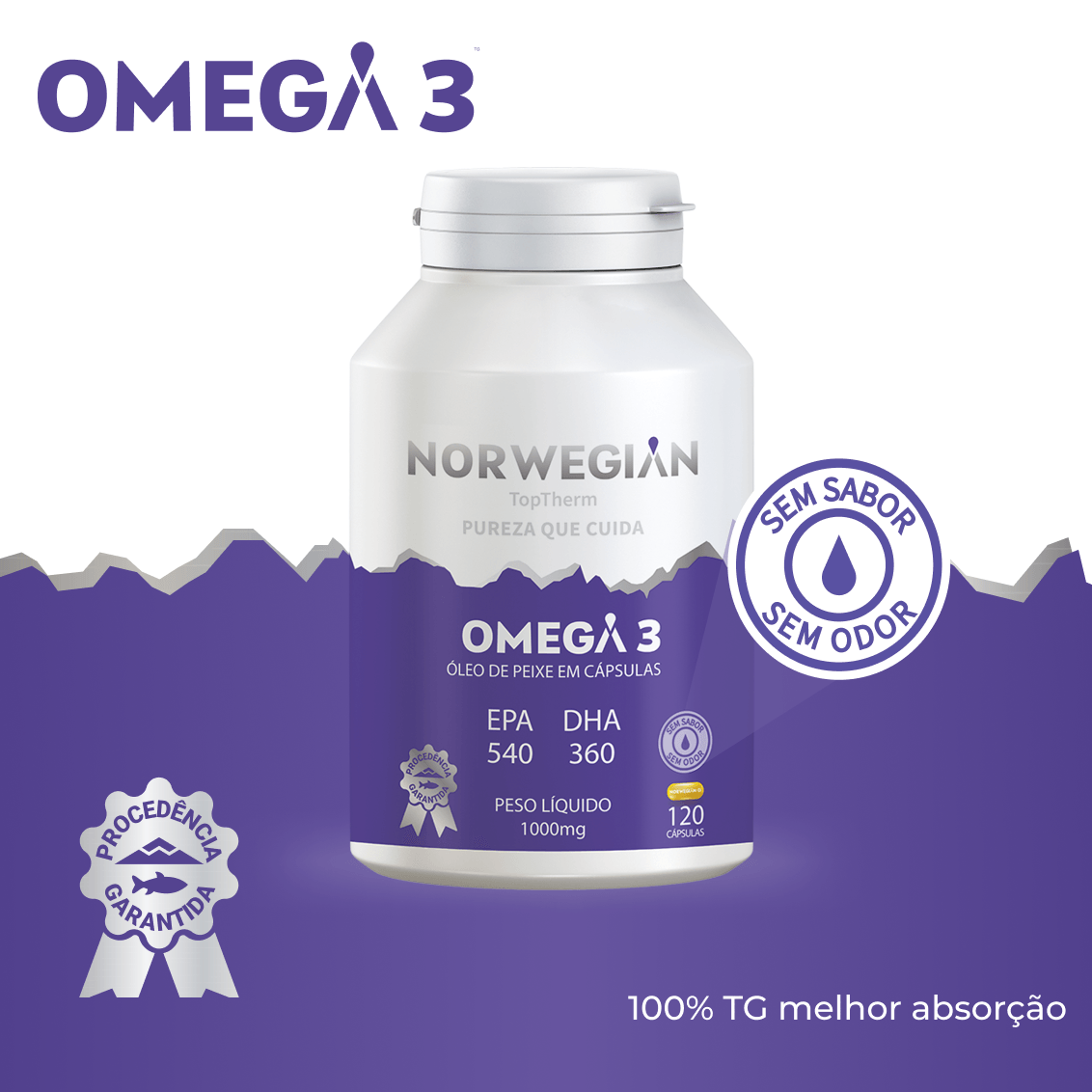 Ômega 3 Norwegian Sem Sabor e Sem Odor TopTherm