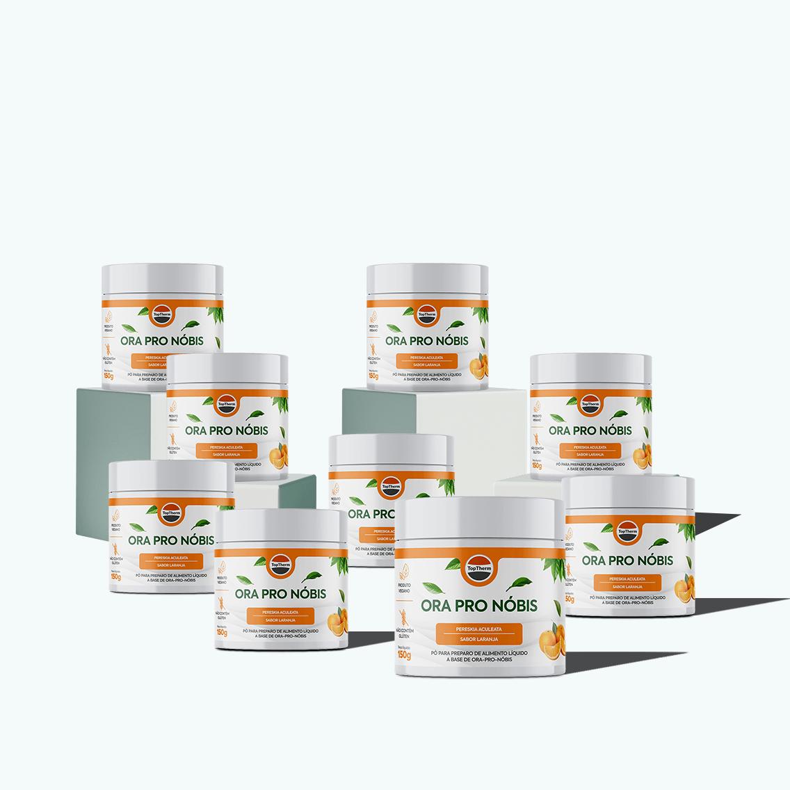 Kit Super Econômico 9 Potes Ora Pro Nóbis Sabor Laranja TopTherm