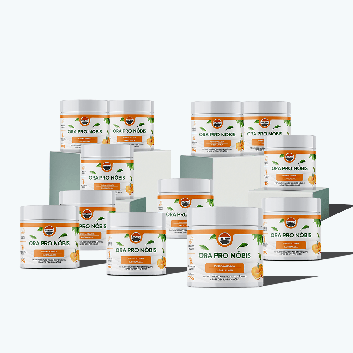 Kit Máximo 12 Potes Ora Pro Nóbis Sabor Laranja TopTherm